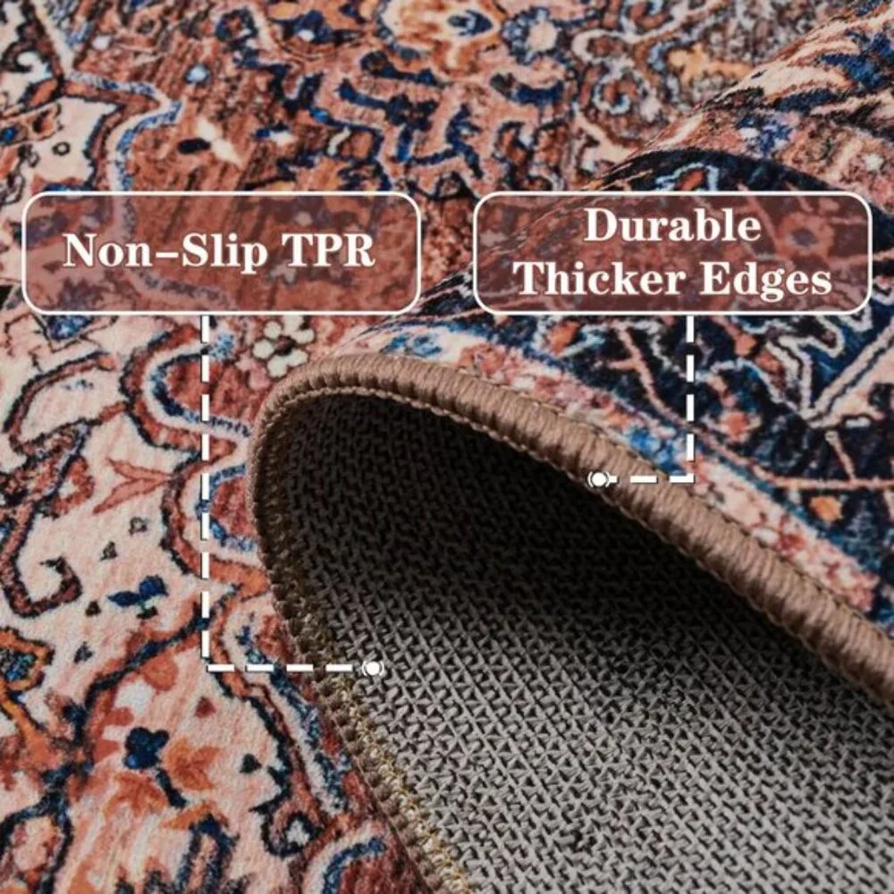 New 2x3 Vintage Entryway Rug, Machine Washable Non Slip Low Pile Area Mat